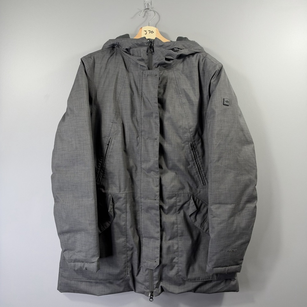 The North Face Coat Womens Large Gray Hooded Long Insulated Parka Winter